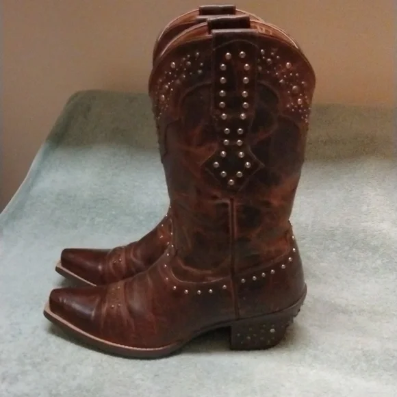 Ariat Brown Leather Rhinestone Boots size 9.5 - Picture 12 of 15